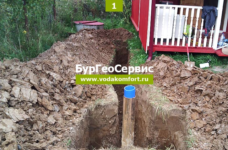 скважина с водой в деревне Орехово Калужской области металл и пластик